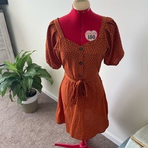 Square neck polka dot dress